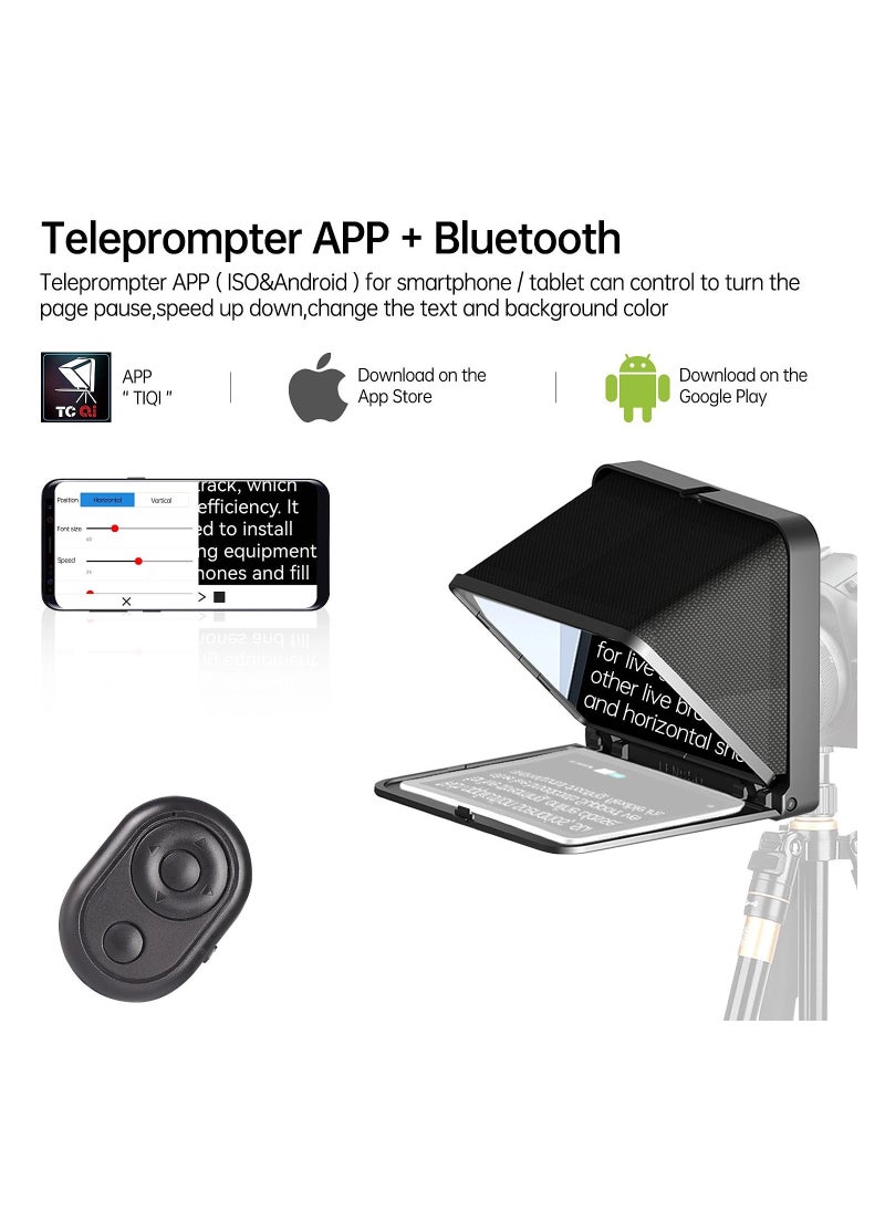 LENSGO - LENSGO TC7 Teleprompter for iPad Tablet Smartphone DSLR Camera w/Remote Control, APP Compatible with iOS & Android System for Online Teaching Vlogger Live Streaming Interview, Fold in One Sec (Black,R - Image 1