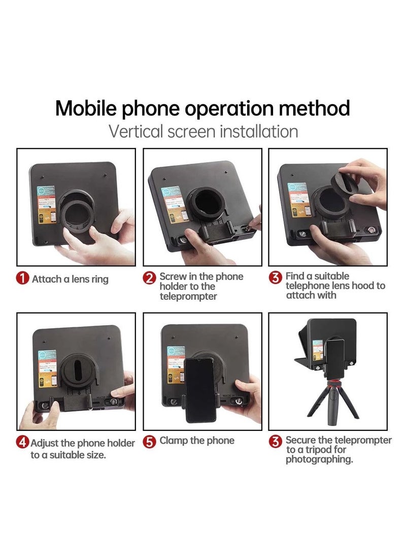 LENSGO - LENSGO TC7 Teleprompter for iPad Tablet Smartphone DSLR Camera w/Remote Control, APP Compatible with iOS & Android System for Online Teaching Vlogger Live Streaming Interview, Fold in One Sec (Black,R - Image 1