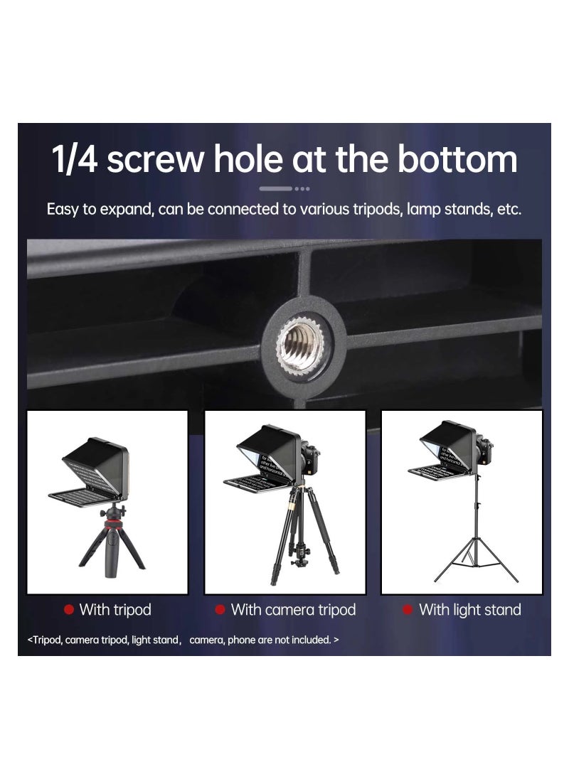 LENSGO - LENSGO TC7 Teleprompter for iPad Tablet Smartphone DSLR Camera w/Remote Control, APP Compatible with iOS & Android System for Online Teaching Vlogger Live Streaming Interview, Fold in One Sec (Black,R - Image 1