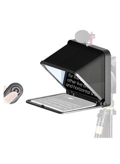 LENSGO TC7 Teleprompter for iPad Tablet Smartphone DSLR Camera w/Remote Control, APP Compatible with iOS & Android System for Online Teaching Vlogger Live Streaming Interview, Fold in One Sec (Black,R