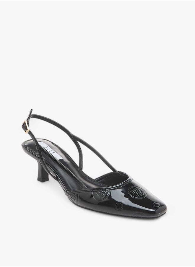 ELLE Women's Square Toe Shoes with Buckle Closure and Kitten Heels  - Image 1
