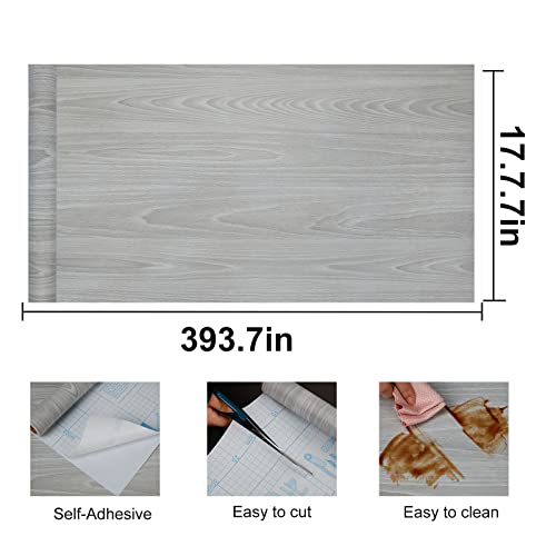 practicalWs 17.7"×393.7" Grey Wood Contact Paper, Waterproof Gray Wallpaper Peel and Stick Modern, Self-Adhesive Shelf Liner Covering Vinyl Wrap for Cabinets Furniture - Image 4