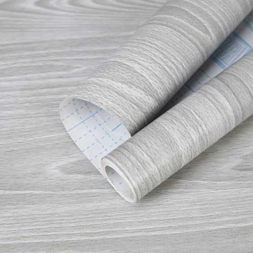 practicalWs 17.7"×393.7" Grey Wood Contact Paper, Waterproof Gray Wallpaper Peel and Stick Modern, Self-Adhesive Shelf Liner Covering Vinyl Wrap for Cabinets Furniture - Image 1