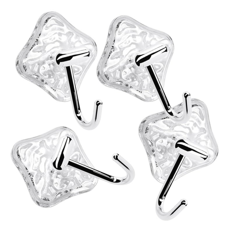 4Pcs Glacier Pattern Strong Self Adhesive Wall Hooks Heavy Duty No Trace for Towels Coats - Image 2