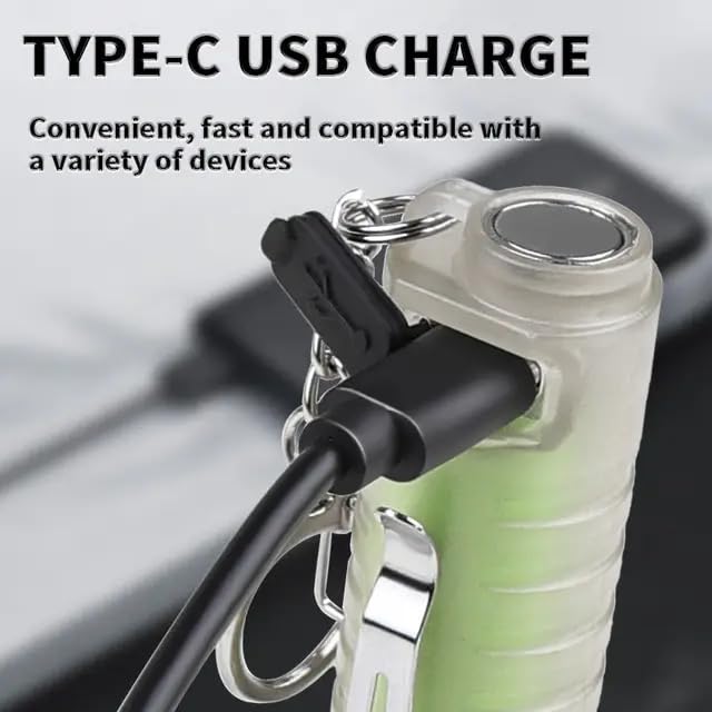 Linist Keychain Flashlight LED Mini Flashlight USB Rechargeable Emergency Lighting with Flashing Warning Light Portable Flashlight for Outdoor Hiking Indoor Repair Camping - Image 3