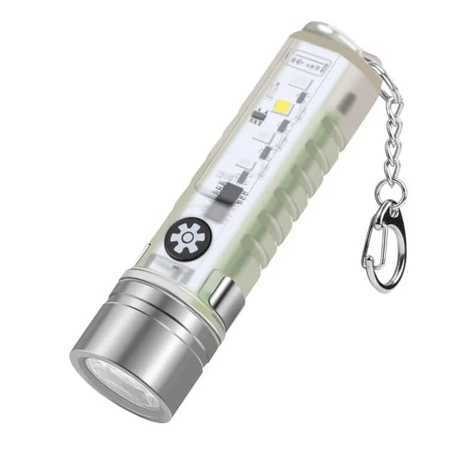 Linist Keychain Flashlight LED Mini Flashlight USB Rechargeable Emergency Lighting with Flashing Warning Light Portable Flashlight for Outdoor Hiking Indoor Repair Camping - Image 1