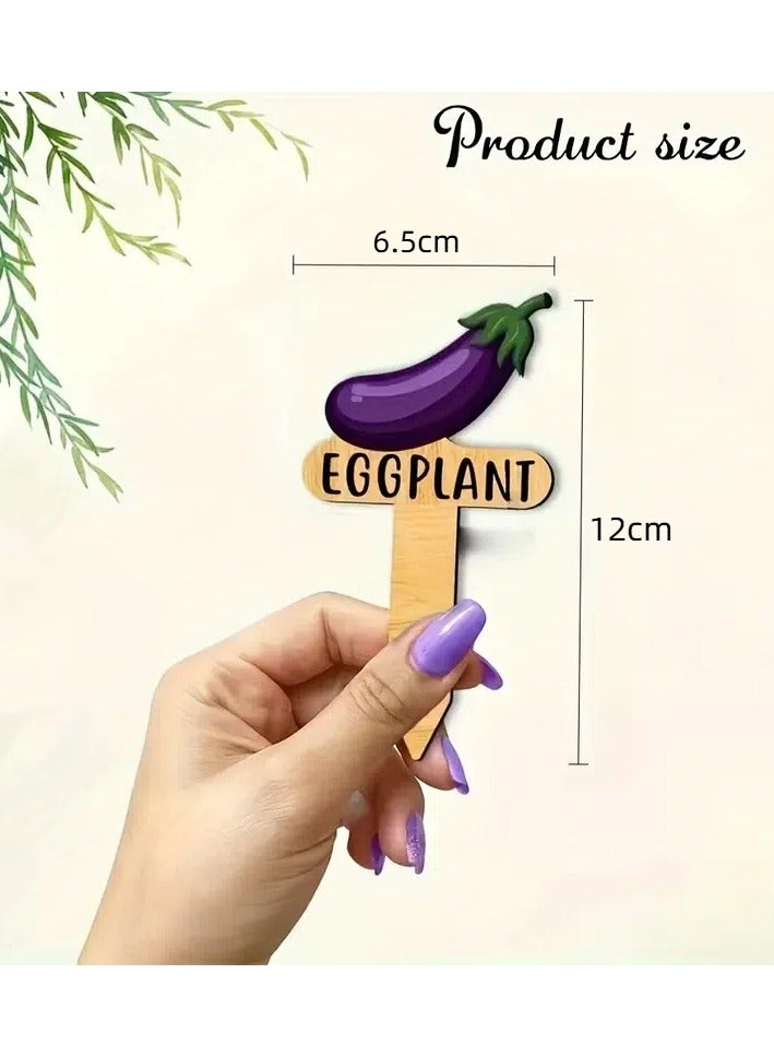 Generic 15pcs plant name tags, 15pcs vegetable names and patterns, garden tags, vegetable seedlings, potted plants, wooden T-shaped plant tags, garden stake tags  - Image 2