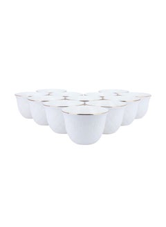 Alsaif Gallery A Set of White Porcelain Arabic Coffee Cups With An Islamic Pattern  - Image 2