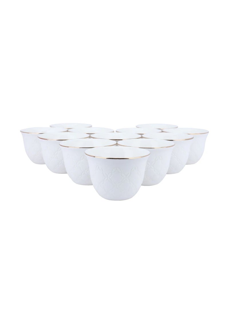 Alsaif Gallery A Set of White Porcelain Arabic Coffee Cups With An Islamic Pattern  - Image 2