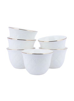 Alsaif Gallery A Set of White Porcelain Arabic Coffee Cups With An Islamic Pattern  - Image 1