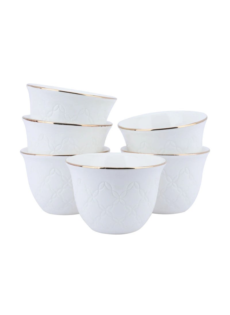 Alsaif Gallery A Set of White Porcelain Arabic Coffee Cups With An Islamic Pattern  - Image 1