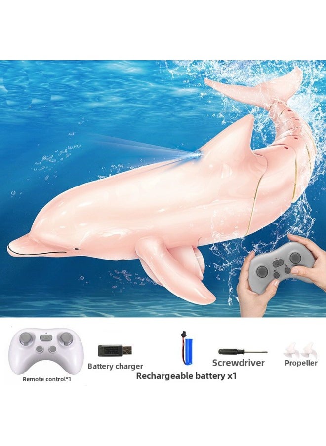 Electric Remote Control Dolphin Water Machinery Real Children's Water Toy Boat Remote Control Shark Whale Toy For Boys And Girls-Color:Remote Control Pink Dolphin With Light Remote Control Upgrade Fully Waterproof Gift Box-Specifications:Lithium Battery *1 30 Minutes Battery Life + Freight Insurance + Standard Warranty  - Image 1