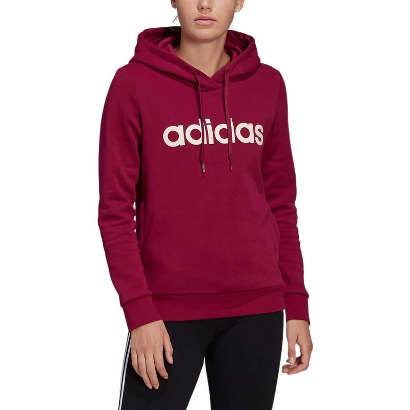 Adidas (WMNS) adidas Linear Hoodie 'Burgundy' - Image 3