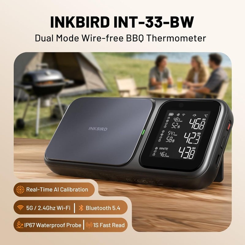 Wireless Meat Thermometer with 3 Multi-Sensor Food Probes For BBQ, Grilling, Smoking Stainless Steel Probes Real-Time Temperature Monitoring Portable and Rechargeable - Image 2