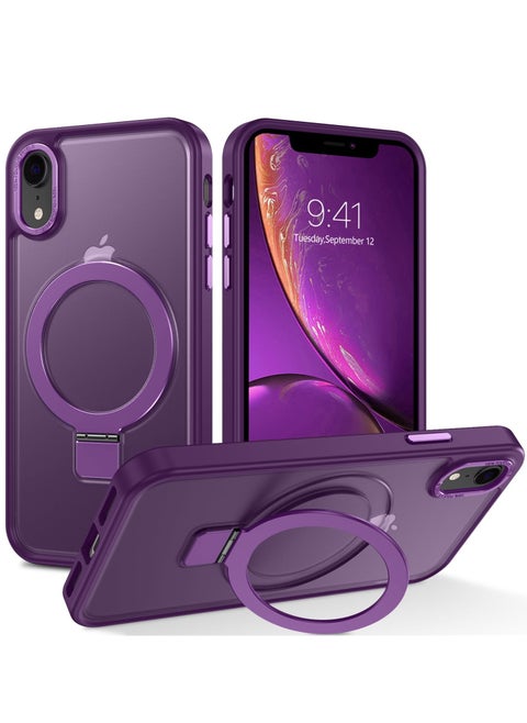 جراب مغناطيسي لموبايل ايفون XR مع حامل غير مرئي من ايليجو، متوافق مع غطاء حماية ماج سيف مضاد للصدمات، جراب موبايل رفيع غير لامع مع مغناطيس لموبايل ابل اكس ار (2018) (ارجواني)