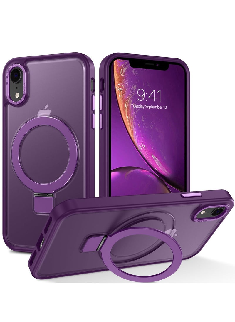 Eligo - iPhone XR MagSafe Case with Magnetic Invisible Stand,【Full Shockproof Protection】Matte Back Phone Cover with Magnet Kickstand for Apple XR (2018)(Purple) - Image 1