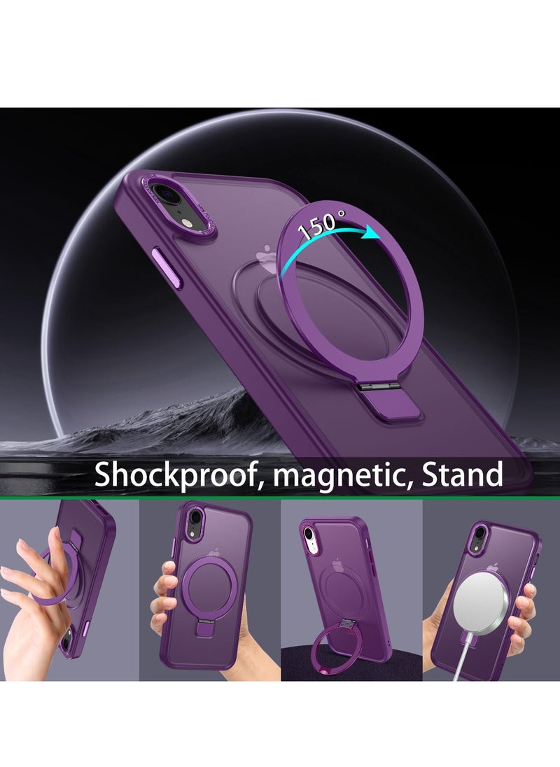 Eligo - iPhone XR MagSafe Case with Magnetic Invisible Stand,【Full Shockproof Protection】Matte Back Phone Cover with Magnet Kickstand for Apple XR (2018)(Purple) - Image 1