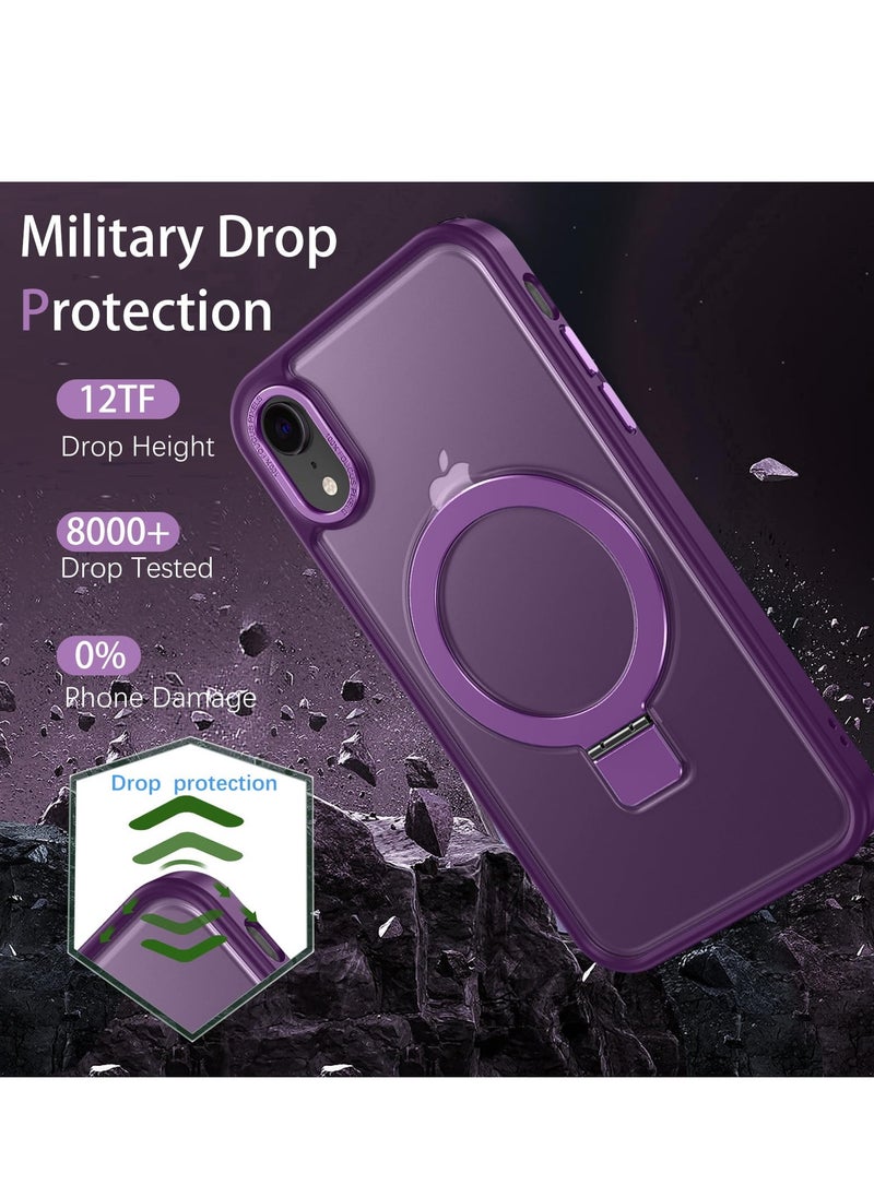 Eligo - iPhone XR MagSafe Case with Magnetic Invisible Stand,【Full Shockproof Protection】Matte Back Phone Cover with Magnet Kickstand for Apple XR (2018)(Purple) - Image 1