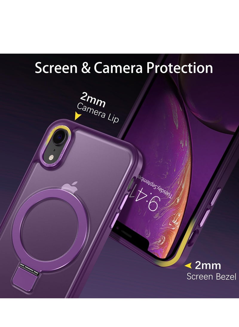 Eligo - iPhone XR MagSafe Case with Magnetic Invisible Stand,【Full Shockproof Protection】Matte Back Phone Cover with Magnet Kickstand for Apple XR (2018)(Purple) - Image 1