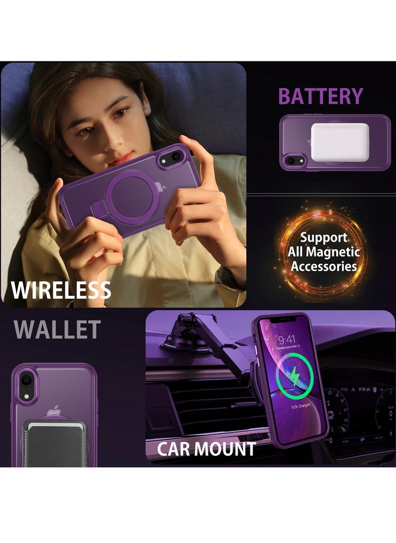 Eligo - iPhone XR MagSafe Case with Magnetic Invisible Stand,【Full Shockproof Protection】Matte Back Phone Cover with Magnet Kickstand for Apple XR (2018)(Purple) - Image 1