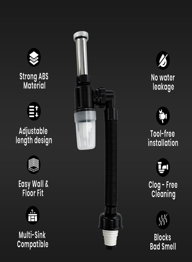 New Ware PVC Bottle Trap With Waste Outlet Pipe for Kitchen Sink & Wash Basin-Transparent Bottle Trap for easy Cleaning & Flexible 9"inch PVC Pipe with Extend length of 25"Inch& Odor-Less rubber - Image 4