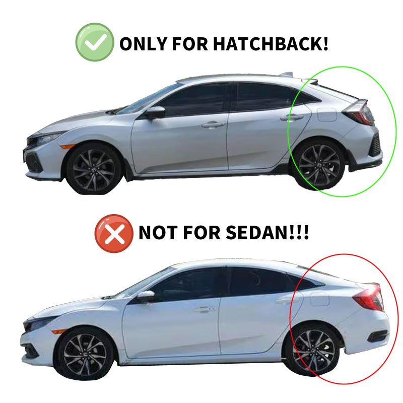 YQAUTEC Window Visors Rain Guards Shield for 2016-2021 Honda Civic Hatchback, Out-Channel Window Vent Wind Deflectors Visors Shades for 16-21 Civic (Not for Sedan - Image 2
