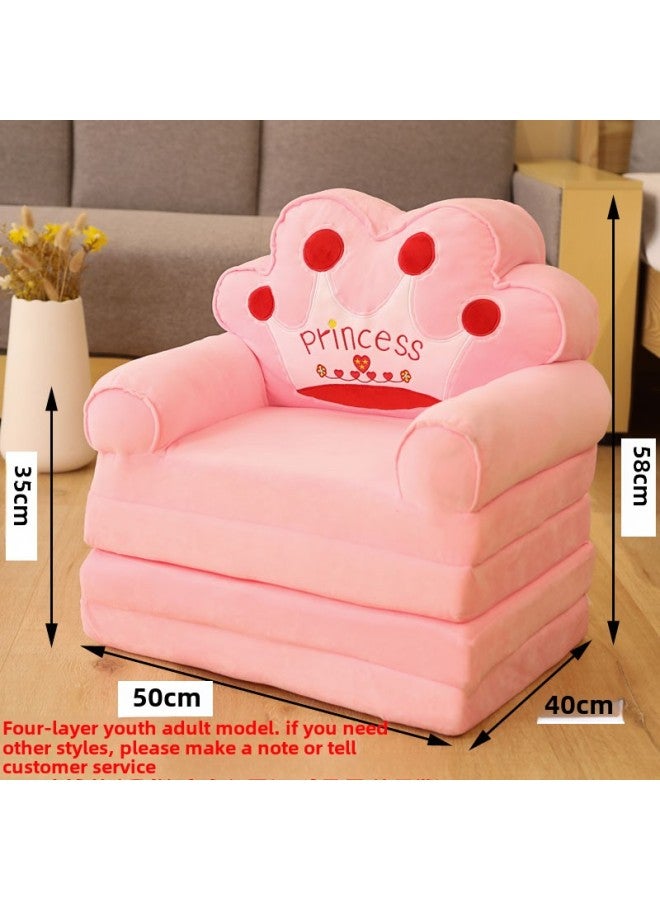 Making A Living Children's Sofa Girl Princess Baby Sofa Chair Folding Lazy Cartoon Kindergarten Seat Gift Birthday-Specifications:50*40* 47cm-Color:Four-layer Style Remarks - Image 1