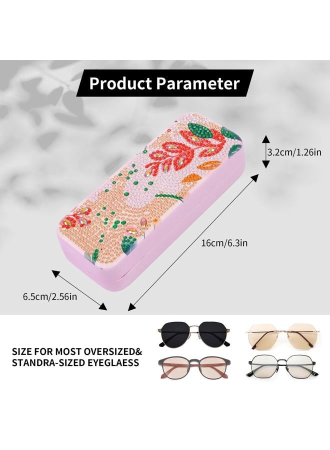 FlyingMage 5D Diamond Art Painting Kit Glasses Case Cute DIY Diamond Art Mosaic Kits Gift for Adults Women Teen (Pink Leaf) - Image 2