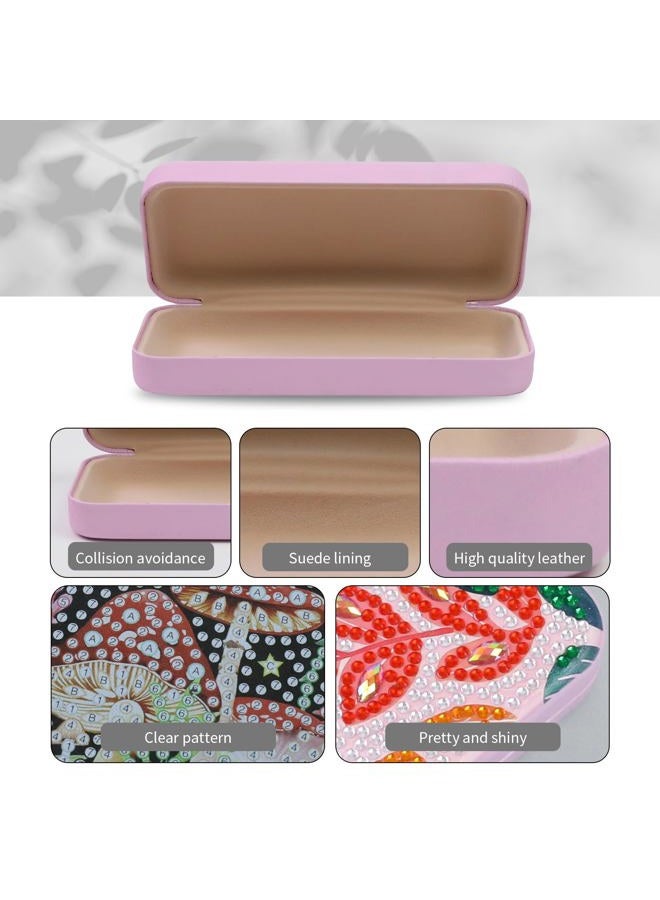 FlyingMage 5D Diamond Art Painting Kit Glasses Case Cute DIY Diamond Art Mosaic Kits Gift for Adults Women Teen (Pink Leaf) - Image 4