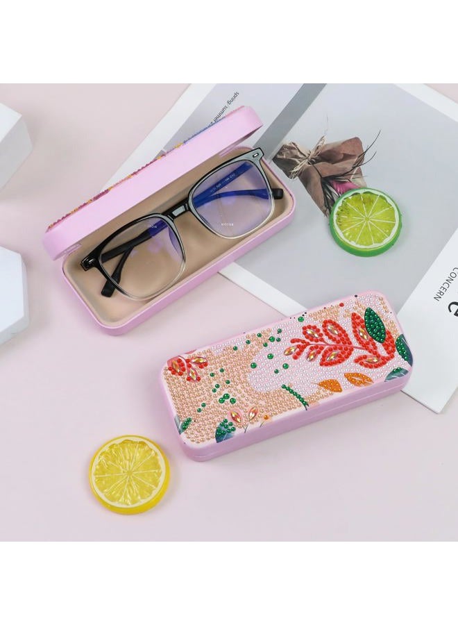 FlyingMage 5D Diamond Art Painting Kit Glasses Case Cute DIY Diamond Art Mosaic Kits Gift for Adults Women Teen (Pink Leaf) - Image 5