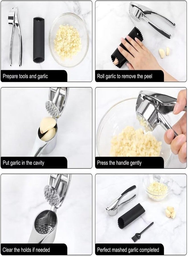 liboyixi Professional Garlic Mincer Tool - Easy-Squeeze, Easy-Clean with Soft, Ergonomic Handle - Silicone Garlic Peeler & Brush - Image 3