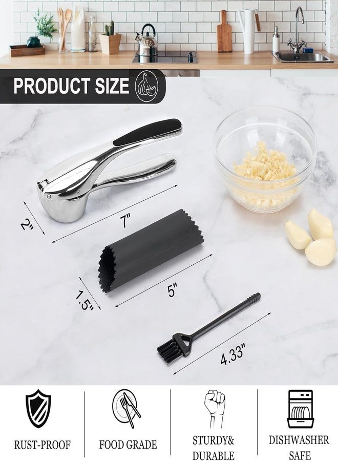 liboyixi Professional Garlic Mincer Tool - Easy-Squeeze, Easy-Clean with Soft, Ergonomic Handle - Silicone Garlic Peeler & Brush - Image 2