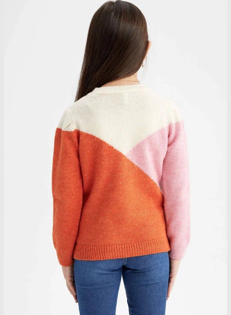 DeFacto Regular Fit Long Sleeve Block Colour Jumper