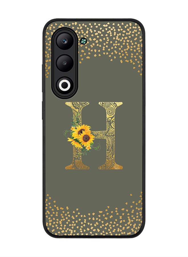 Stylizedd For Oppo A5 5G / A5 4G Case,Slim fit Camera Protection, Shockproof Thin Phone cover  - Custom Floral Monogram - H  (Olive Green )