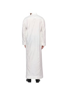 Generic Polyester Mens Robe Qatar Stand Collar Design with Pockets White  - Image 5