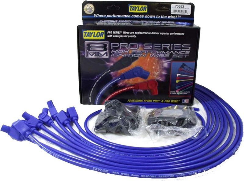 Taylor Cable 70653 8mm Pro Wire Blue Spark Plug Wire Set - Image 1