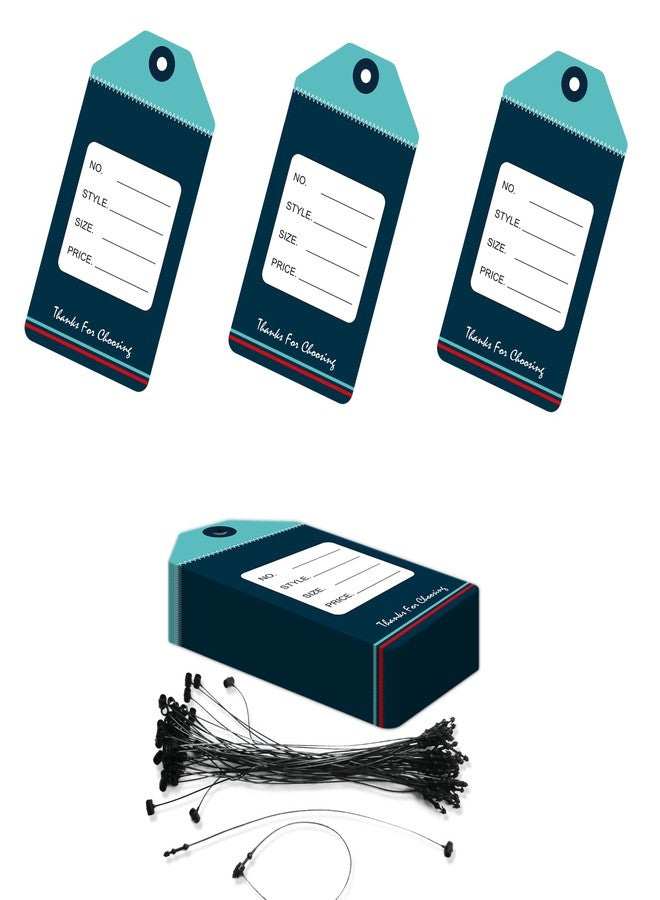 DEEPTAGS Paper Price MRP Tags Labels with Black Loop Pins, Bluish Cyan - 200 PCS - Image 1