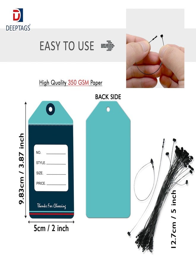 DEEPTAGS Paper Price MRP Tags Labels with Black Loop Pins, Bluish Cyan - 200 PCS - Image 2