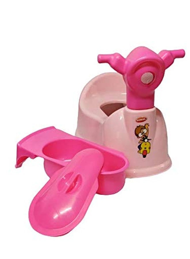aaKaR Sonal - Baby Scooty - Baby Toilet Trainer Potty Seat with Removable Tray, Lid Cover (Pink) (Pink), Plastic - Image 1
