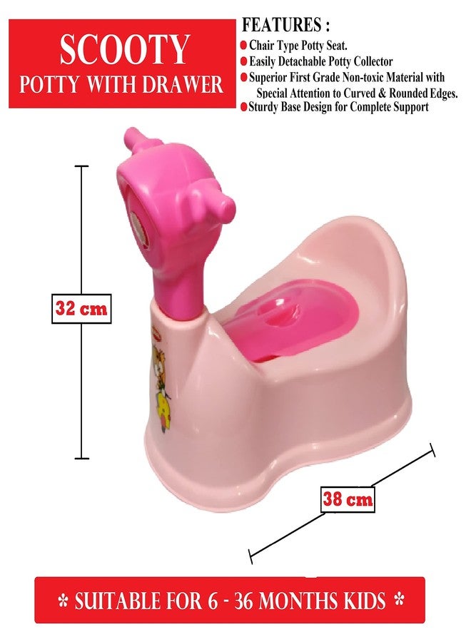 aaKaR Sonal - Baby Scooty - Baby Toilet Trainer Potty Seat with Removable Tray, Lid Cover (Pink) (Pink), Plastic - Image 2