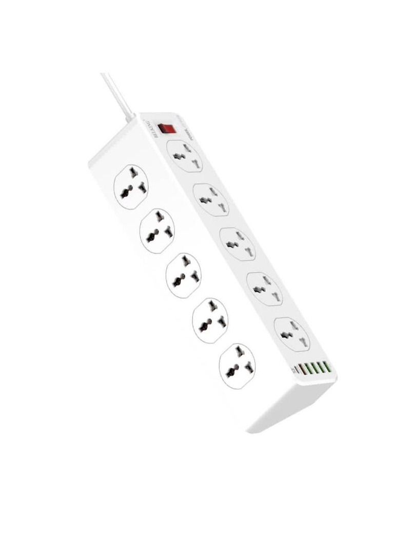Belking Power Strip Cord with 10 Anti Static Sockets, 5 USB Ports, 1 Type-C Port, 2 Meter Length, Black BK6888 - Image 1