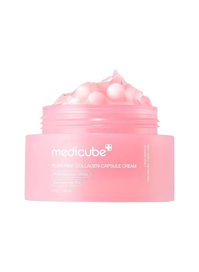 medicube Salmon DNA PDRN Pink Collagen Capsule Cream, Face Moisturizer | Lightweight Moisturizing Cream | PDRN, Niacinamide for Uneven Skin Tone, Glow hydration | Korean Skin Care 1.94 oz - Image 1