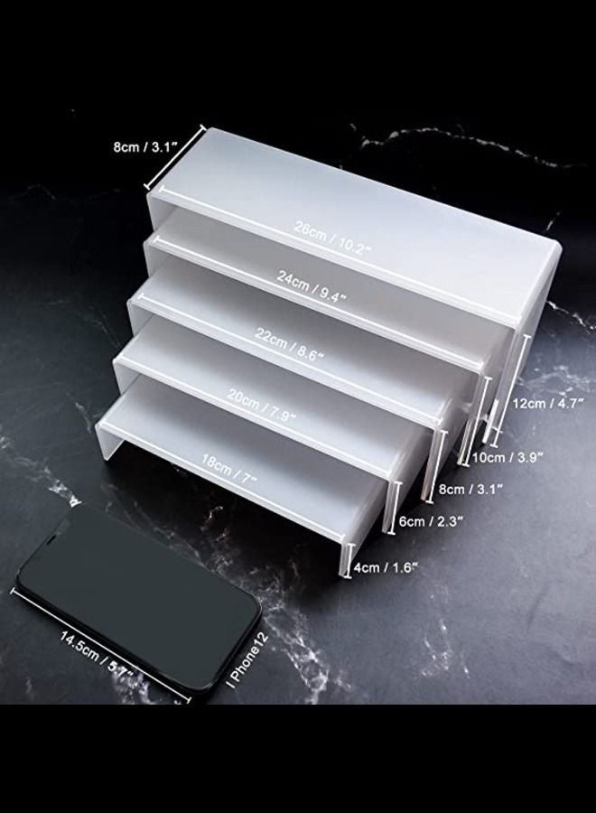 منزل الغابة مجموعة من 5 قطع من حوامل عرض اكريليك شفافة، 5 مقاسات من حوامل عرض المجوهرات من الاكريليك، مثبتات رفوف العرض لحامل عرض الحلويات - Image 2