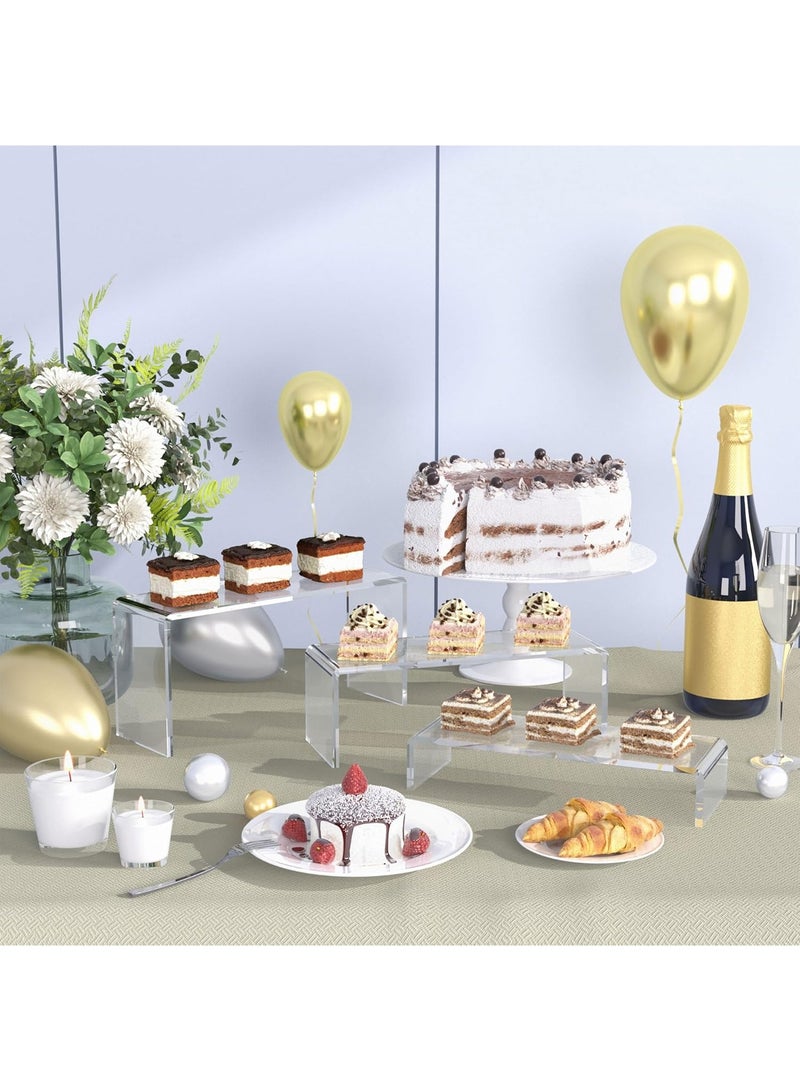 منزل الغابة مجموعة من 5 قطع من حوامل عرض اكريليك شفافة، 5 مقاسات من حوامل عرض المجوهرات من الاكريليك، مثبتات رفوف العرض لحامل عرض الحلويات - Image 5