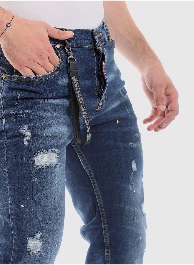 WHITE RABBIT Slim Fit Ripped Casual Jeans  - Image 4