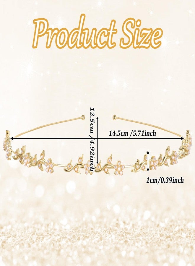 Ymapinc Gold Wedding Headbands for Women, Rhinestone Flower Bridal Crown Tiara for Bride Headpiece, Bling Headbands for Elegant Women Fancy Vbedazzled Hair Accessories - Image 2