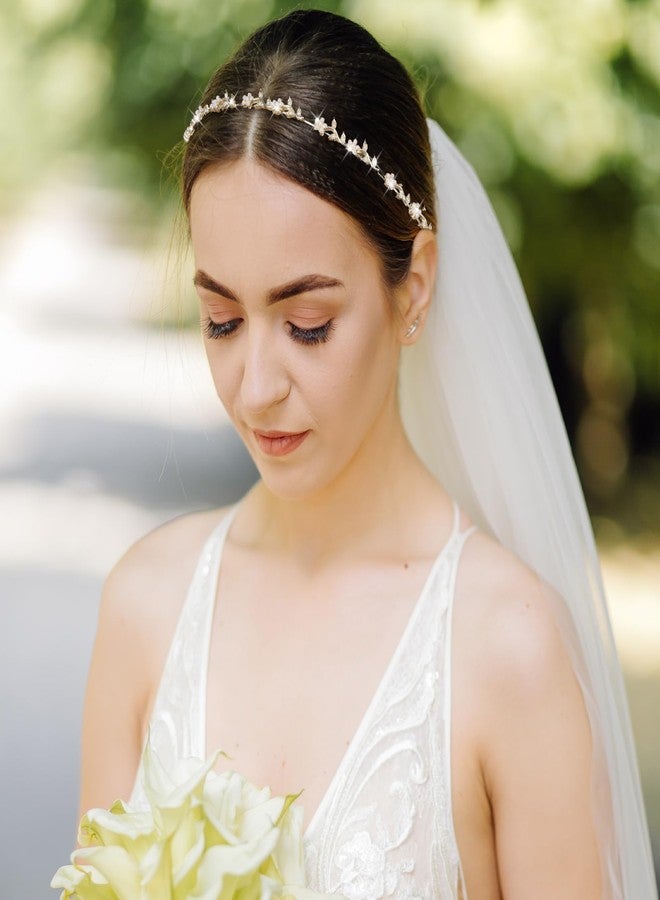 Ymapinc Gold Wedding Headbands for Women, Rhinestone Flower Bridal Crown Tiara for Bride Headpiece, Bling Headbands for Elegant Women Fancy Vbedazzled Hair Accessories - Image 4