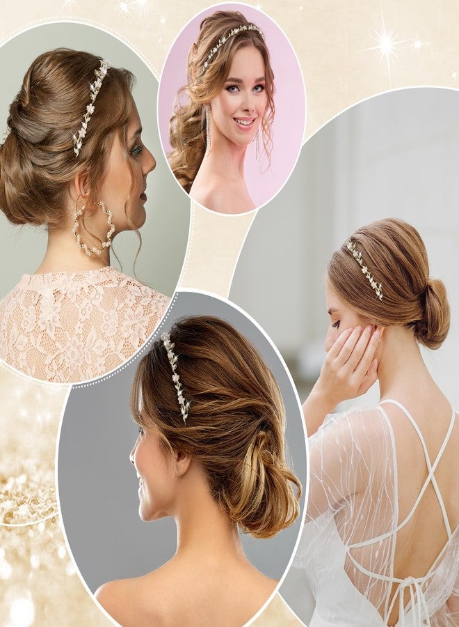 Ymapinc Gold Wedding Headbands for Women, Rhinestone Flower Bridal Crown Tiara for Bride Headpiece, Bling Headbands for Elegant Women Fancy Vbedazzled Hair Accessories - Image 3