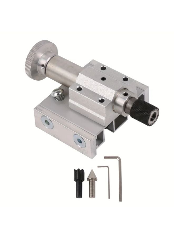 Manual Metal Mini Lathe Machine Adjustable Tailstock Silvery DIY Metalworking Tool - Image 1