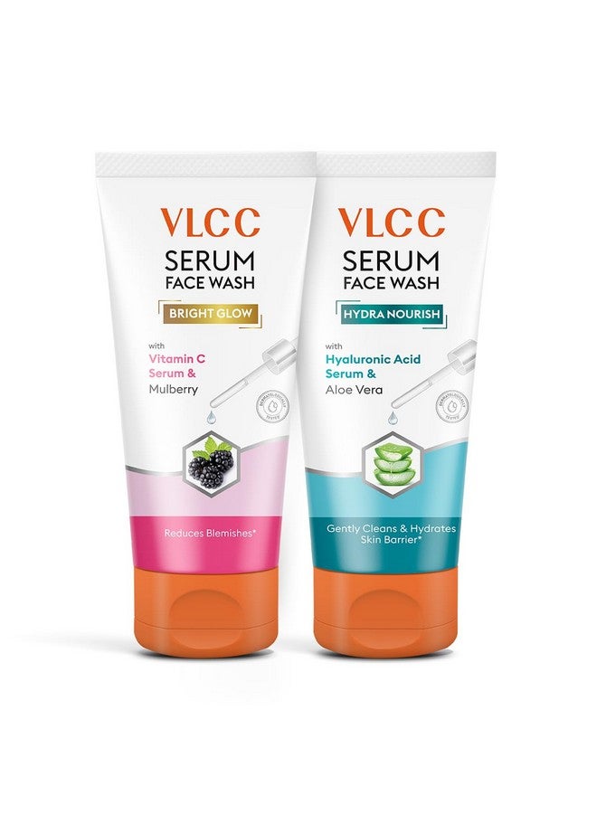 VLCC Vitamin C & Mulberry Serum Facewash - 150 ml to Reduce Blemishes & Brighten for AM | with Free Hyaluronic Acid & Aloe Vera Serum Facewash - 150 ml to Strengthen Skin Barrier for PM (B1G1) - Image 1